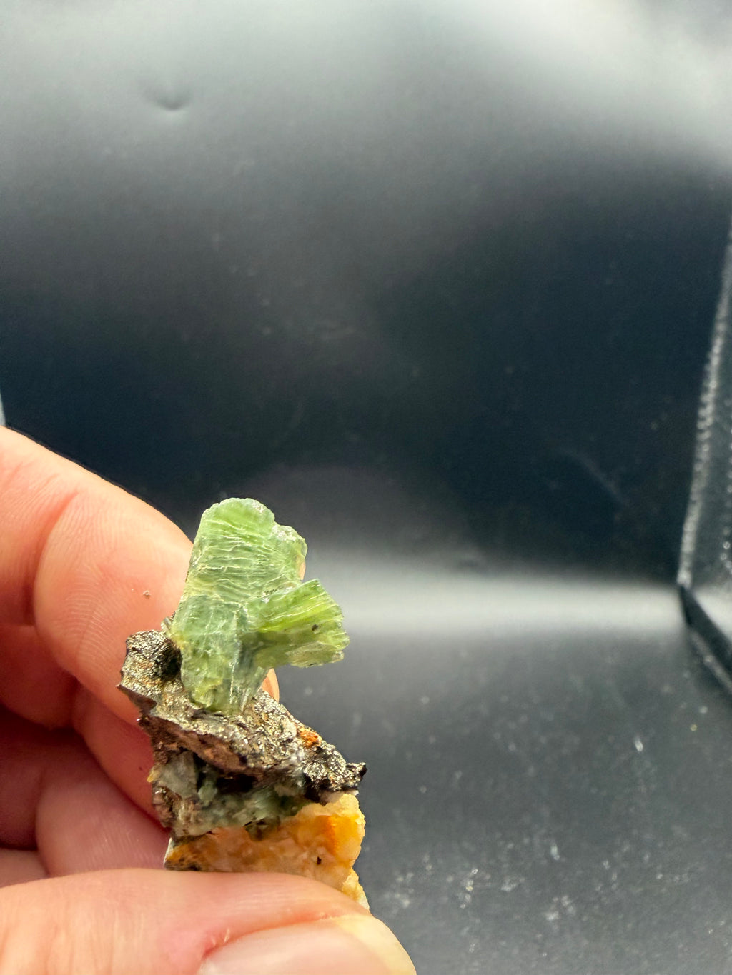 Tremolite verte  var. chrome sur pyrite, Lac-ste-marie, Québec, Canada, Grenville, Sp#189