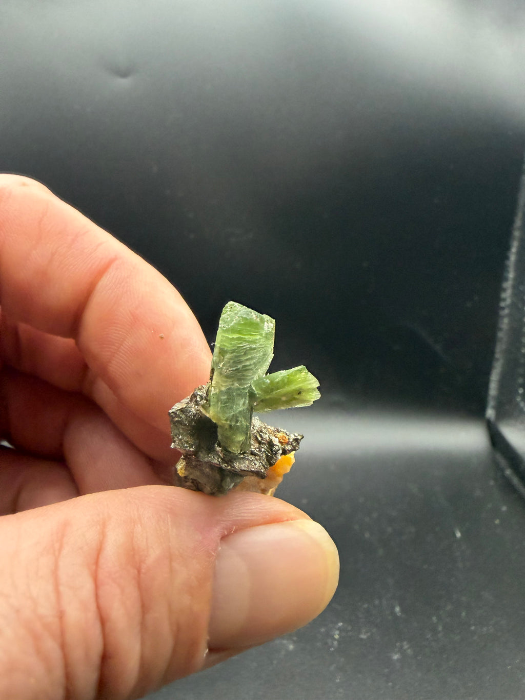 Tremolite verte  var. chrome sur pyrite, Lac-ste-marie, Québec, Canada, Grenville, Sp#189